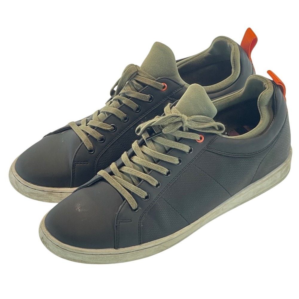 ALDO‎ Men's Black Casual Sneakers, Size 10.5 Orange Accent, Low Top